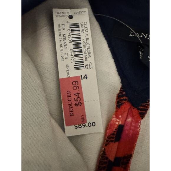 Lands' End Sleeveless Pink Flowers Ponte' Knit Dress Sz 14 NWT Cruise Preppy - Picture 8 of 9